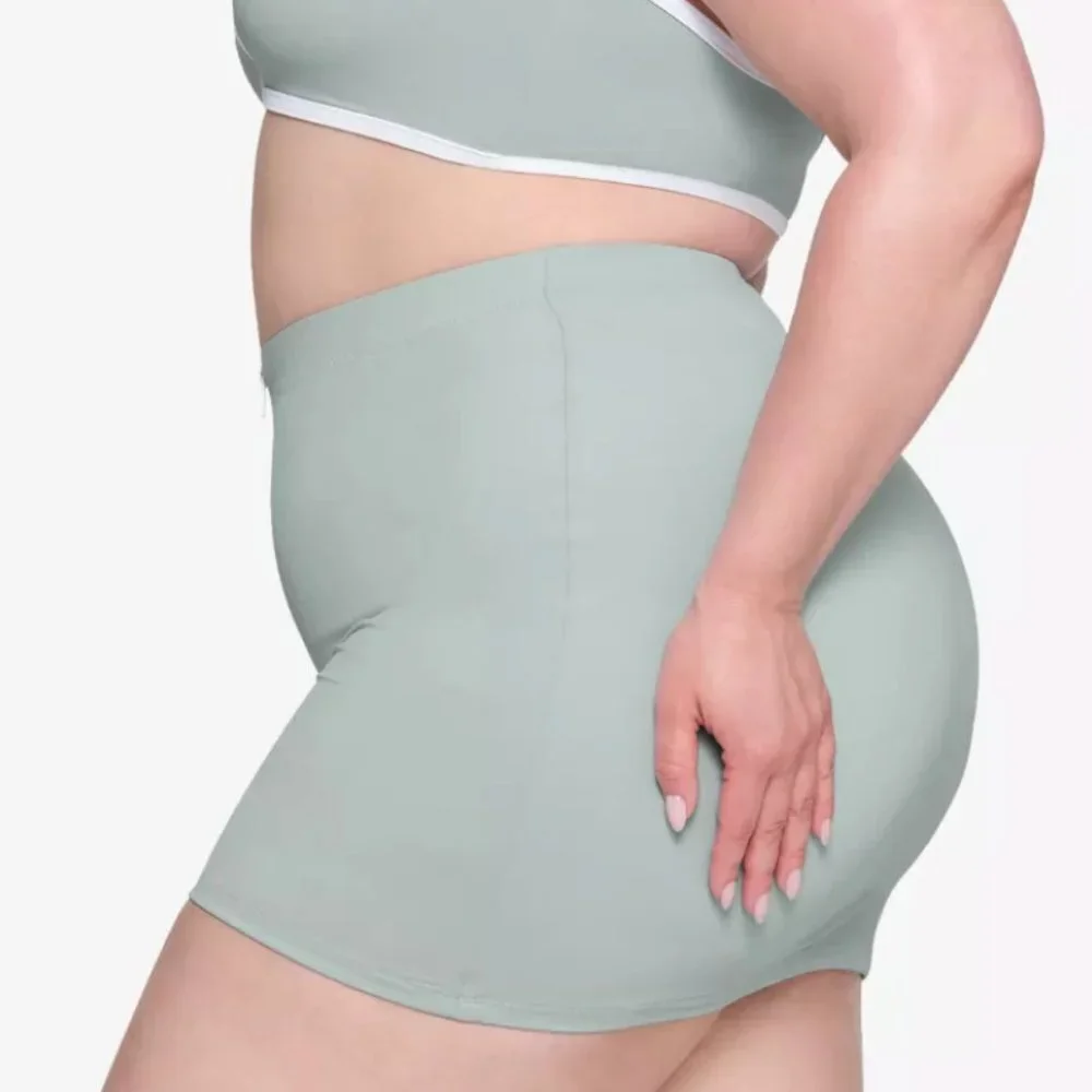 Skims XL Sporty Zipper Swim Mini Skirt pacific blue NWT